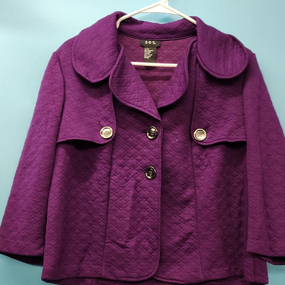 Elegant Purple Women's Quilted Pea Coat